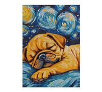 Puzzles pour Adolescents Sleeping Puggle Starry Night Puzzle Familial - Améliore La Mémoire - Cadeau d'anniversaire Et Cadeau Unique 38x26cm/1000pcs