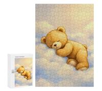 Puzzles pour Adolescents Sleeping Teddy Bear on Clouds Puzzles pour Adultes Jeux Relaxants Qui Améliorent La Mémoire Cadeaux Uniques pour Un Anniversaire Et Noël 300 PCS