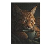Puzzles pour Adolescents Sleepy Cat with Coffee Mug Casse-têtes pour Adultes, Jeux De Réflexion, Cadeaux Anti-Stress pour Les Amis Et La Famille 38x26cm/1000pcs