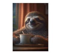 Puzzles pour Adolescents Sloth Morning Coffee Jeux De Puzzle en Famille Découpe De Précision Cadeaux Uniques pour Anniversaire Et Noël
