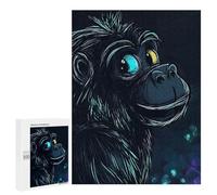 Puzzles pour Adolescents Smiling Gorilla with Blue Eye Puzzle pour Adultes, Décoration Murale, Œuvre d'art, Cadeau d'anniversaire, Cadeaux, 500 PCS