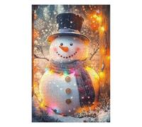 Puzzles pour Adolescents Smiling Snowman with Lights Puzzles pour Adultes, Jouets Anti-Stress, Décoration Murale, Cadeaux De Noël Et d'anniversaire 75x50cm/1000pcs