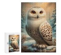 Puzzles pour Adolescents Snowy Owl in Winter Scene Puzzles pour Adultes, Jeu Manuel, Course De Vitesse, Activités Amusantes À La Maison, 300 PCS