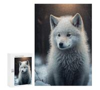 Puzzles pour Adolescents Snowy Wolf Pup in Winter Wonderland Puzzles pour Adolescents - Décoration Murale - Cadeau Unique pour Anniversaire Et Noël