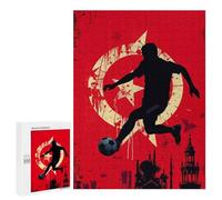Puzzles pour Adolescents Soccer Player Silhouette with Turkish Flag Puzzles pour Adultes Jeux Relaxants Qui Améliorent La Mémoire Cadeaux Uniques pour Un Anniversaire Et Noël 500 PCS