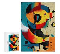 Puzzles pour Adolescents Solar Orbit - Cosmic Abstract Geometry in Cyan, Vermillion, and Gold Puzzles pour Adultes, Jouets Anti-Stress, Difficile, Cadeau d'anniversaire, Cadeaux, 300 PCS