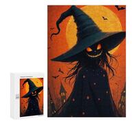 Puzzles pour Adolescents Spooky Halloween Witch Moon Puzzle Adulte - Décoration Murale - Découpe De Précision pour Les Gamers 300 PCS