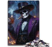 Puzzles pour Adolescents Squelette en Costume 1000 pièces, Jouets de Divertissement Familial avec Affiche et fiche de Questions-réponses (50x75cm)