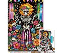 Puzzles pour Adolescents Squelette Mort-Vivant 1000 pièces pour Adultes Jouets de Divertissement Familial avec Affiche Assortie et fiche de Questions 38x26cm