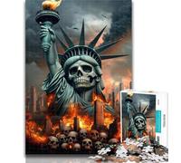 Puzzles pour Adolescents Squelette Statue de la Liberté 1000 pièces Puzzles pour Adolescents, Art Mural Moderne à Faire soi-même Cadeau Unique Décoration d'intérieur 26x38cm