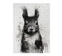 Puzzles pour Adolescents Squirrel Beauty Black Ink Puzzles pour Adolescents, Jouets Anti-Stress, Décoration Murale, Cadeau d'anniversaire, Cadeaux, 52x38cm/1000pcs