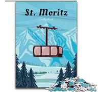 Puzzles pour Adolescents St Moritz Suisse pour et à partir de 14 Ans Jouets de Jeu Car C'est idéal comme Cadeau pour Toute la Famille (50x75cm) 1000 pièces