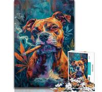 Puzzles pour Adolescents Staffordshire Bull Terrier fumant Puzzles pour Adolescents 1000 pièces Design Dynamique et Unique Expérience de Puzzle relaxante et stimulante (26x38cm)