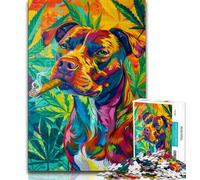 Puzzles pour Adolescents Staffordshire Bull Terrier Fumeur, décoration Murale Artistique et idée Cadeau d'anniversaire pour Amis, Bureau à Domicile (Taille 38x26cm)