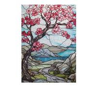 Puzzles pour Adolescents Stained Glass Blossom Tree Puzzles Anti-Stress, Jouets pour Se Détendre À La Maison, Cadeaux d'anniversaire Et Cadeaux Uniques 38x26cm/1000pcs