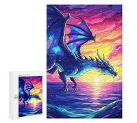 Puzzles pour Adolescents Stained Glass Dragon Over Water Puzzles pour Adultes, Jouets Anti-Stress, Difficile, Cadeau d'anniversaire, Cadeaux, 1000 PCS
