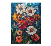 Puzzles pour Adolescents Stained Glass Floral Mosaic Jeu De Puzzle Casse-tête Décoration Murale Cadeaux Uniques d'anniversaire Et De Noël 52x38cm/1000pcs