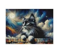 Puzzles pour Adolescents Starry Night Cat Wall Art Puzzles pour Adultes : des Jouets À Monter Soi-même, Amusants Et Originaux, Parfaits pour Un Anniversaire Ou Noël