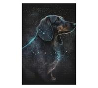 Puzzles pour Adolescents Starry Night Dachshund Art Print Jeu De Puzzle Familial, Cadeau d'anniversaire Ou De Noël 1000pcs(75x50cm)