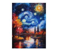 Puzzles pour Adolescents Starry Night Over Cityscape Puzzles pour Adultes, Jouets, Décoration Murale, Cadeaux Et Idées Cadeaux Uniques pour Anniversaires 52x38cm/1000pcs