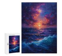 Puzzles pour Adolescents Starry Sunset Sea Puzzles pour Adultes - Jeu Manuel - Niveau De Difficulté Élevé - Idée Cadeau Originale pour Un Anniversaire 300 PCS