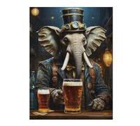 Puzzles pour Adolescents Steampunk Beer Elephant 2 Puzzles pour Adultes - Jouets Anti-Stress - Décoration Parfaite - Cadeaux d'anniversaire Uniques 52x38cm/1000pcs