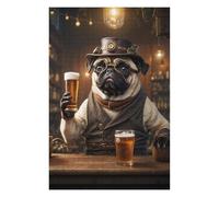 Puzzles pour Adolescents Steampunk Craft Beer Pug Puzzles pour Adultes Jeu Manuel Décoration Intérieure Est Idéal comme Cadeau 75x50cm/1000pcs