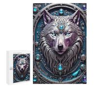 Puzzles pour Adolescents Steampunk Metal White Wolf Puzzle pour Adultes, Décoration Murale, Œuvre d'art, Cadeau d'anniversaire, Cadeaux, 1000 PCS