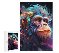 Puzzles pour Adolescents Steampunk Monkey Portrait Puzzles pour Adultes Jouets Anti-Stress Vacances À La Maison Passer Le Temps Interaction Parent-Enfant 1000 PCS