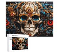 Puzzles pour Adolescents Steampunk Skull Artwork Puzzles pour Adultes Jouets Anti-Stress Vacances À La Maison Passer Le Temps Interaction Parent-Enfant 500 PCS