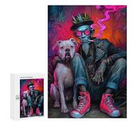 Puzzles pour Adolescents Stoner Hipster with Bulldog Casse-tête pour Adolescents : Analyse Et Logique, Difficile Et Stimulant, Idéal comme Cadeau 300 PCS