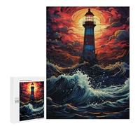 Puzzles pour Adolescents Stormy Lighthouse at Sunset Casse-tête pour Adolescents : Analyse Et Logique, Difficile Et Stimulant, Idéal comme Cadeau 500 PCS