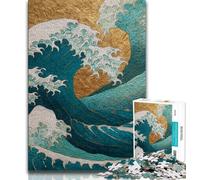 Puzzles pour Adolescents Style Japonais Vagues, Aide Le Cerveau à exercer des Jouets addictifs pour cultiver la Patience, Cadeau pour Les Anniversaires 38x26cm