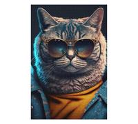 Puzzles pour Adolescents Stylish Cat Fashion Puzzles pour Adolescents Jeux De Détente Décoration Parfaite, pour Toute La Famille 75x50cm/1000pcs