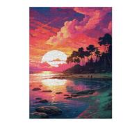 Puzzles pour Adolescents Sunset Beach Reflections Puzzles pour Adultes Jeux Familiaux Difficile Difficile Est Idéal comme Cadeau 1000pcs(52x38cm)