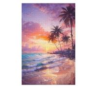 Puzzles pour Adolescents Sunset on The Beach Puzzle pour Adultes : Jeu Manuel Amusant Et Stimulant, 75x50cm/1000pcs