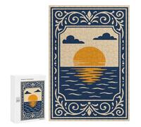 Puzzles pour Adolescents Sunset Over The Ocean Illustration Puzzles pour Adolescents : Améliorent La Mémoire. Chaque Pièce Est Unique - Idée Cadeau d'anniversaire Unique 300 PCS
