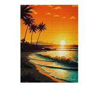Puzzles pour Adolescents Sunset Palm Beach Puzzles pour Adolescents Jeux De Détente Décoration Parfaite, pour Toute La Famille 52x38cm/1000pcs