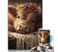 Puzzles pour Adolescents sur Le thème des Vaches des Highlands, Difficiles à réaliser, mais Amusants et Humoristiques, avec Affiche et fiche de Questions-réponses Assorties (50x75cm)
