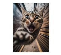 Puzzles pour Adolescents Surprised Cat's Close-Up Puzzles pour Adultes, Jouet, Décoration Murale, Décoration Intérieure, Défi À Réaliser 52x38cm/1000pcs