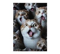 Puzzles pour Adolescents Surprised Cats Compilation-3 Jeu De Puzzle Casse-tête Décoration Murale Cadeaux Uniques d'anniversaire Et De Noël 38x26cm/1000pcs