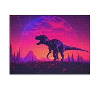 Puzzles pour Adolescents Synthwave Retro TRex Puzzle pour Adultes - Jeu Manuel - Découpe De Précision - Idéal pour Un Anniversaire Ou Noël 1000pcs(52x38cm)