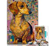 Puzzles pour Adolescents Teckel Peinture à l'huile Puzzles pour Adolescents 1000 pièces Design Dynamique et Unique Expérience de Puzzle relaxante et stimulante (50x75cm)