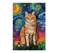 Puzzles pour Adolescents The Starry Night Black Cat Puzzles Anti-Stress, Jouets pour Se Détendre À La Maison, Cadeaux d'anniversaire Et Cadeaux Uniques 38x26cm/1000pcs