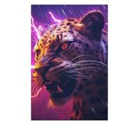 Puzzles pour Adolescents Thunderous Leopard Roar Puzzles pour Adultes Jeux Amusants pour S'amuser en Famille Interaction Parent-Enfant 75x50cm/1000pcs