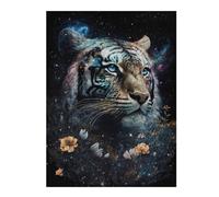 Puzzles pour Adolescents Tiger Fantasy Art Print-2 Puzzles pour Adultes Jeux Relaxants Cadeaux De Décoration Parfaits pour Les Amis Et La Famille 1000pcs(52x38cm)