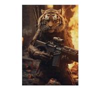 Puzzles pour Adolescents Tiger Rifle Fire Weapon Puzzles pour Adultes Jeux Amusants pour Toute La Famille Jeux Stimulants Cadeaux 38x26cm/1000pcs