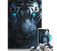 Puzzles pour Adolescents Tigre aux Yeux Bleus 1 000 pièces Jouet éducatif et décompressant idéal pour Un Anniversaire ou comme Cadeau (26x38cm)