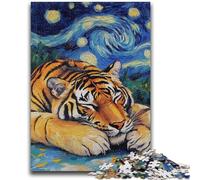 Puzzles pour Adolescents Tigre Ciel Nocturne Jeu Stimulant Cadeaux pour Est idéal comme Cadeau pour Toute la Famille 26x38cm