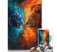 Puzzles pour Adolescents Tigre de Glace et de feu 1 000 pièces pour Adultes et Adolescents Jeu Familial Anti-Stress défi Difficile Cadeaux du Père Noël Secret (50x75cm)